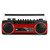 Retro AM/FM/SW Radio + Cassette Boombox with Bluetooth and USB/SDHC Playback  Red