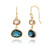 Simulated Blue Sapphire and Simulated Lt Topaz Drop Earrings