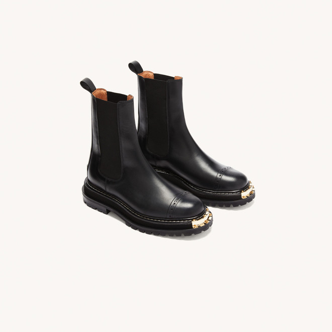 Black ankle boots with notched sole - Black