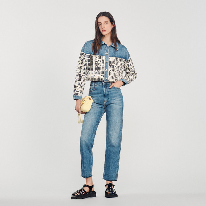 Cropped denim coatigan - Denim