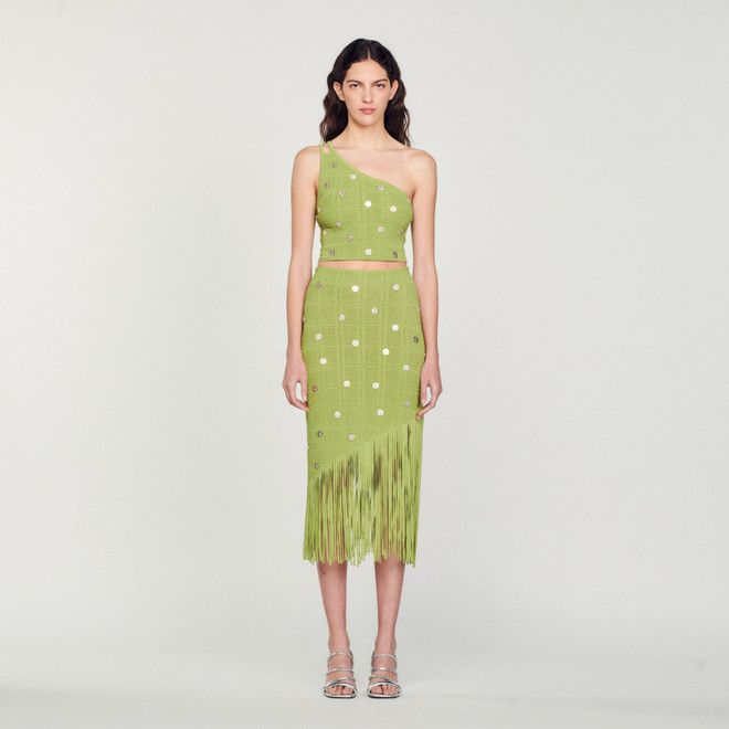 Fringed crochet skirt - Green