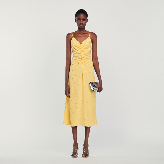 Rhinestone dress - Yellow