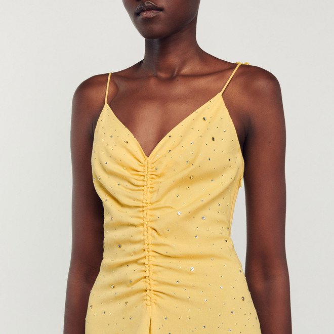 Rhinestone dress - Yellow