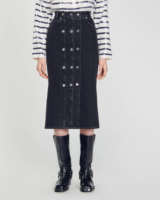 Denim maxi skirt - Black