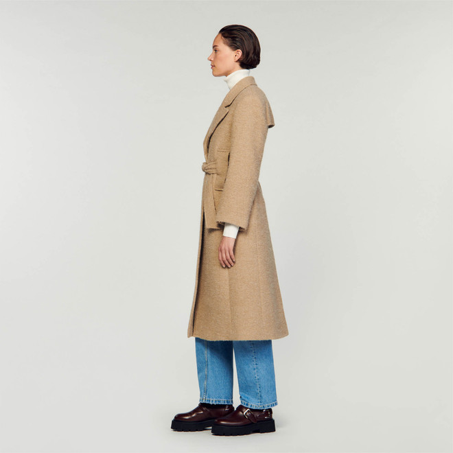 Long boucle coat - Brown