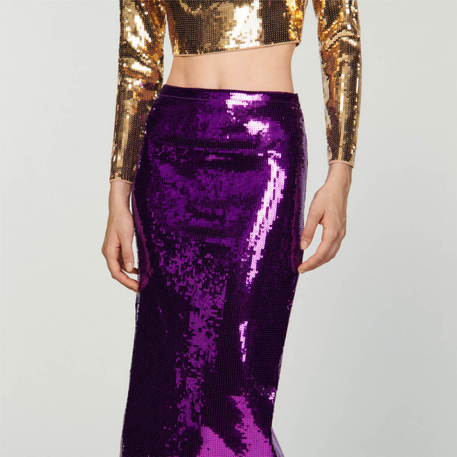 Sequin knit skirt - Purple