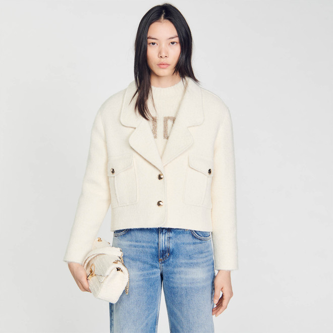 Structured cropped blazer- Ecru