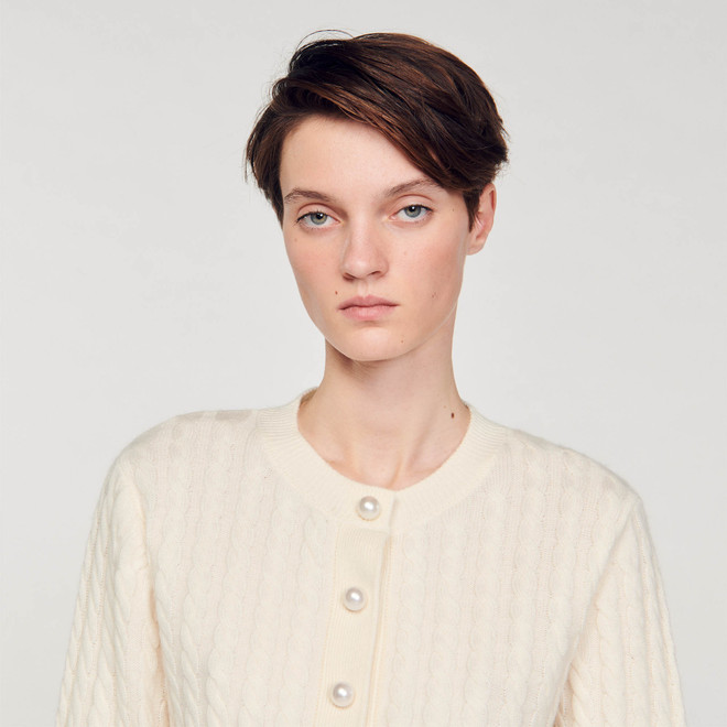 Cable knit cardigan - Ecru