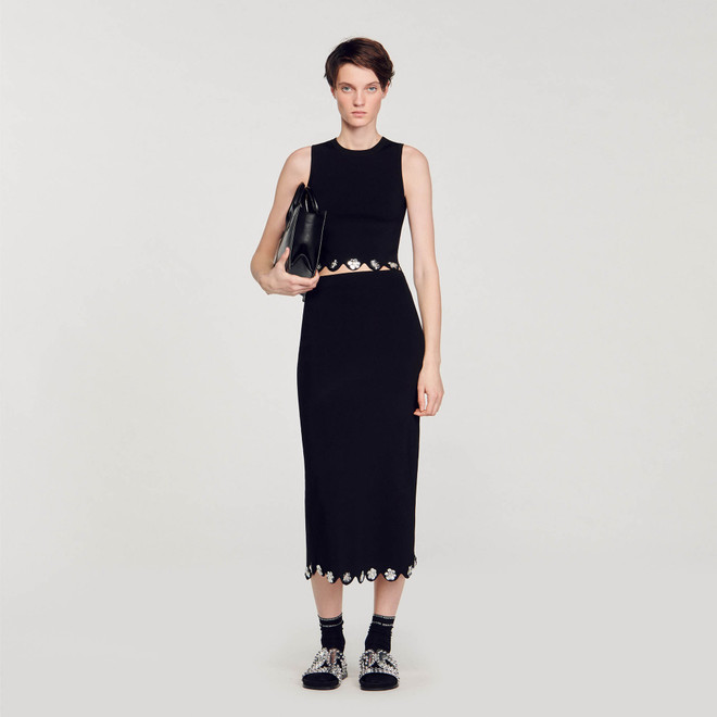 Long knit skirt - Black