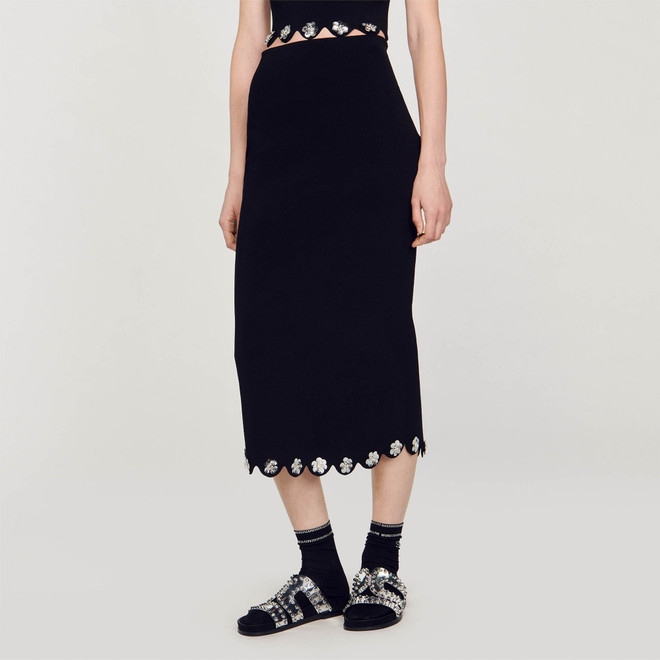 Long knit skirt - Black
