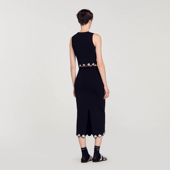 Long knit skirt - Black