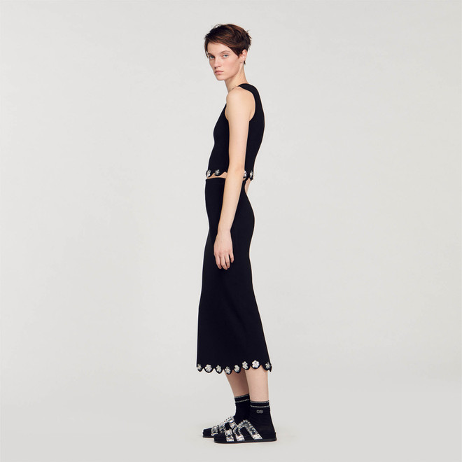 Long knit skirt - Black
