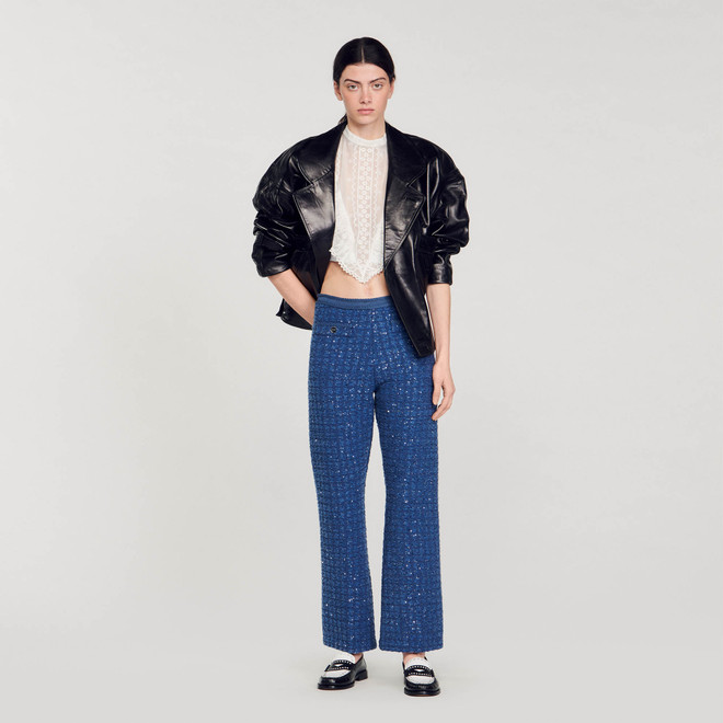 Decorative knit trousers - Blue