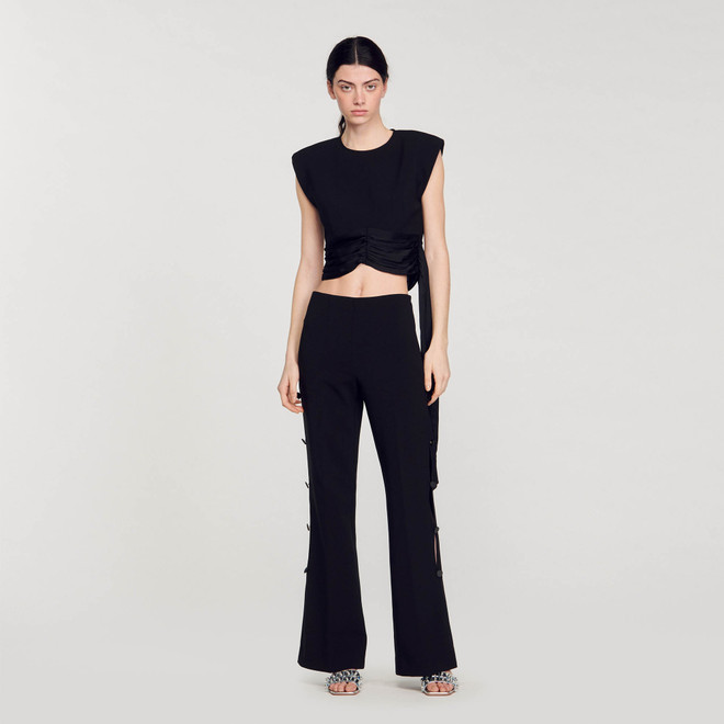 Flared pants with openwork sides - Black