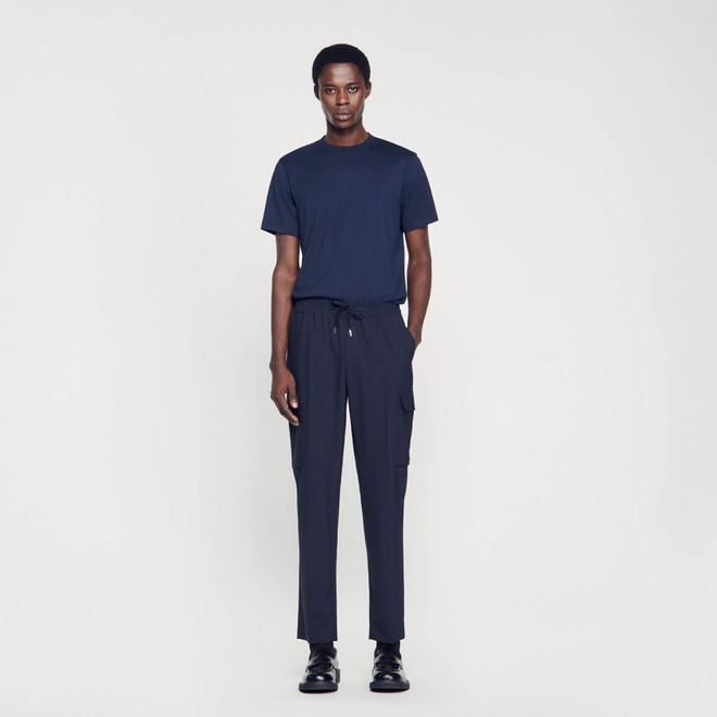 Elasticated cargo trousers - Navy