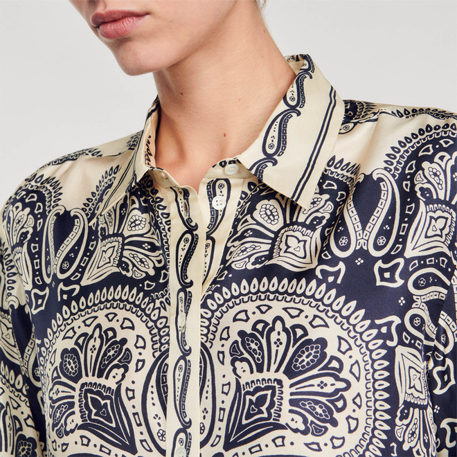 Patterned silk shirt - Beige