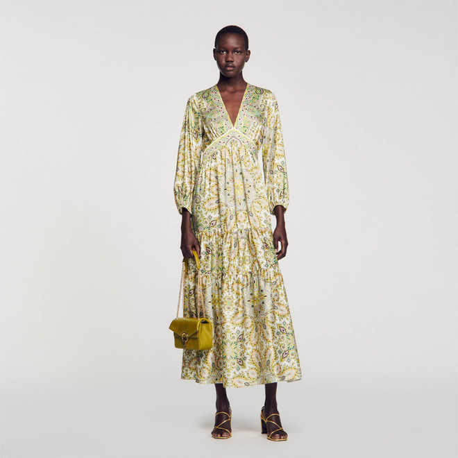 Scarf print maxi dress - Green