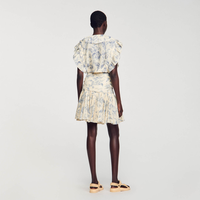 Floral ruffled top - Ecru
