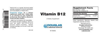 Douglas Labs Vitamin B-12 2500 mcg 60  tabs