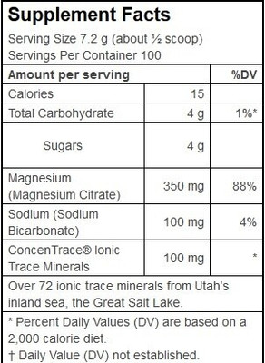 Trace Minerals Magnesium Powder-100 servings (17.6 oz) 500 gms