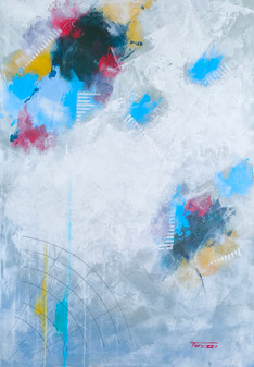 dipinto su tela - astratto - materico - figurativo - cornice - legno