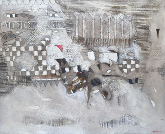 dipinto su tela - astratto - materico - figurativo - cornice - legno