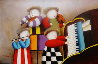 W002764 - Titolo: Funky Piano Band - Dipinti e Stampe - Figurativi