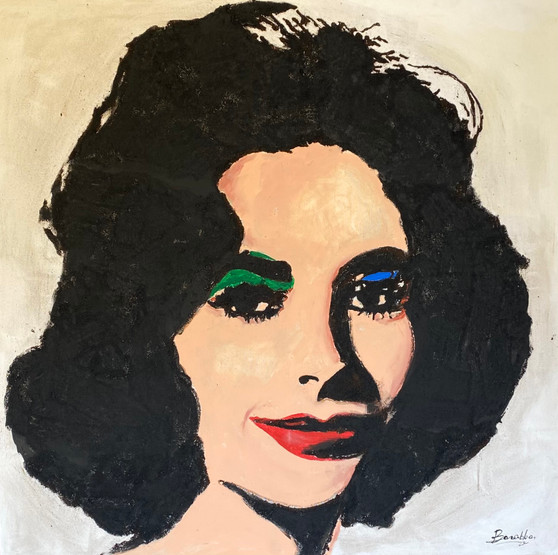 W003449- Titolo : Liz Taylor   - Dimensione: 120 x 120 - Dipinto  d'autore