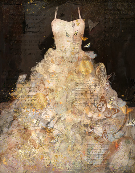 W003578 - Stampa Su Tela - Butterflies Dress - 90 x 115