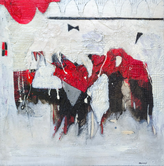 dipinto su tela - astratto - materico - figurativo - cornice - legno