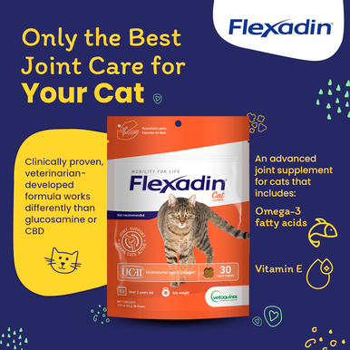 Vetoquinol Flexadin Cat Joint Supplement Chews with UCII, 30count bag