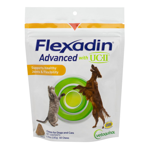 Vetoquinol Flexadin Advanced with UC-II Joint Chews for Dogs and Cats, 60 count front