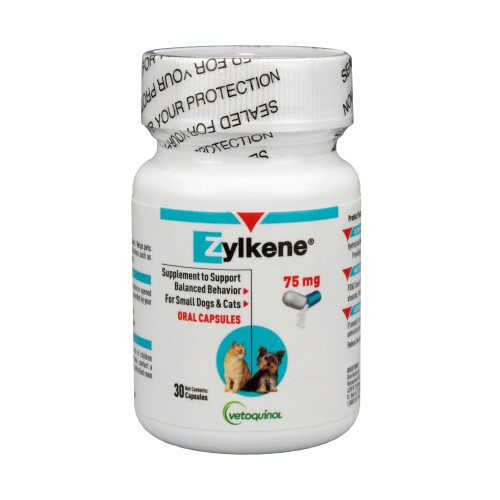 Vetoquinol Zylkene Calming Supplement, 75 mg for Dogs and Cats 10-22 lbs., Front