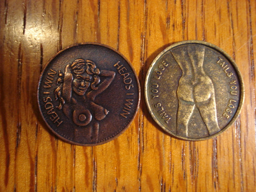 Heads I win Tails you Lose Sexy Nude Lady Token
