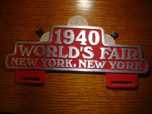 1940 World's Fair New York, NY. Car License Plate (FOBS Toppers)