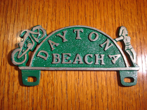 Daytona Beach Car/Motorcycle License Plate (FOBS Toppers)