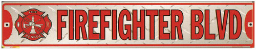 Firefighter Blvd Metal Street Sign