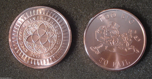 Too Big to Fail Copper Round 1 oz .999 Fine