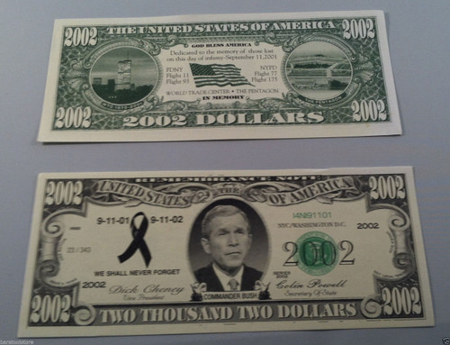 George W. Bush 2002 FAKE DOLLAR BILLS Lot of 20