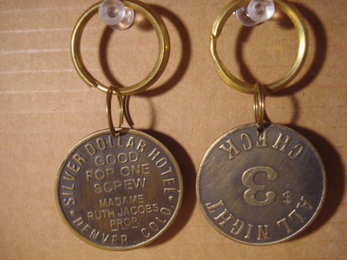 Silver Dollar Hotel Brothel Token Key Chain
