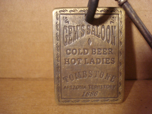 Gem's Saloon Room Key with Tag Brothel Key Chain