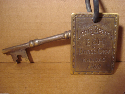 Long Branch Room Key with Tag Brothel Key Chain