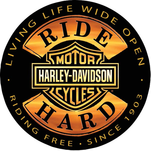 H-D® Ride Hard Round Round Die-Cut and Embossed Tin Sign