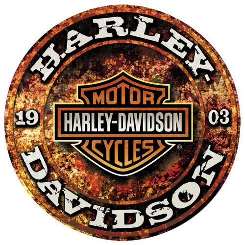H-D® Stone Rust Round Die-Cut and Embossed Tin Sign
