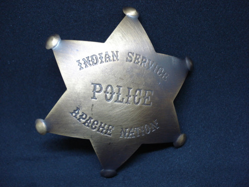 Indian Service Police Apache Nation Solid Brass Western Badge 