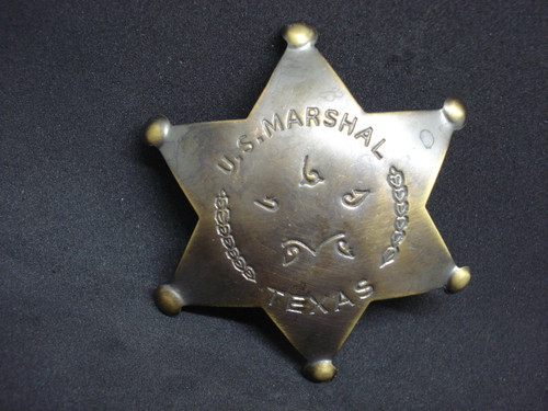 Texas U. S. Marshal Solid Brass Western Badge 