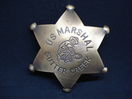 US Marshal Sutter Creek Solid Brass Western Badge 