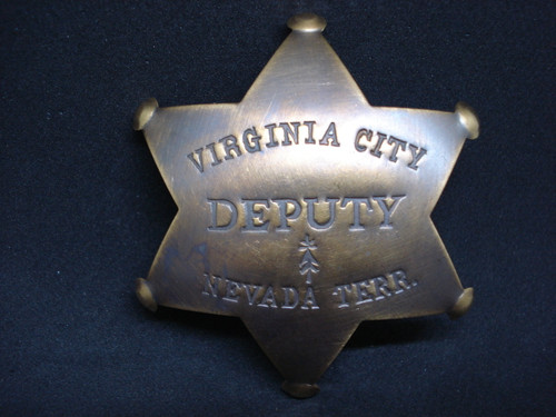 Deputy Virginia City Nevada Terr. Solid Brass Western Badge 