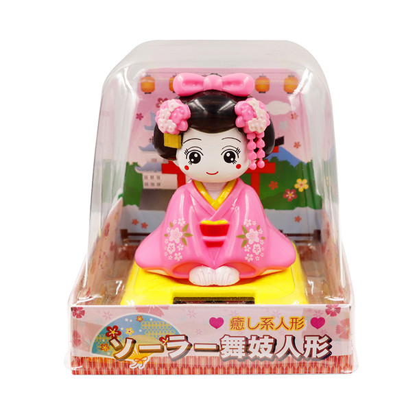 Japanese dancer pink solar car bobblehead toy decoration 7325-1