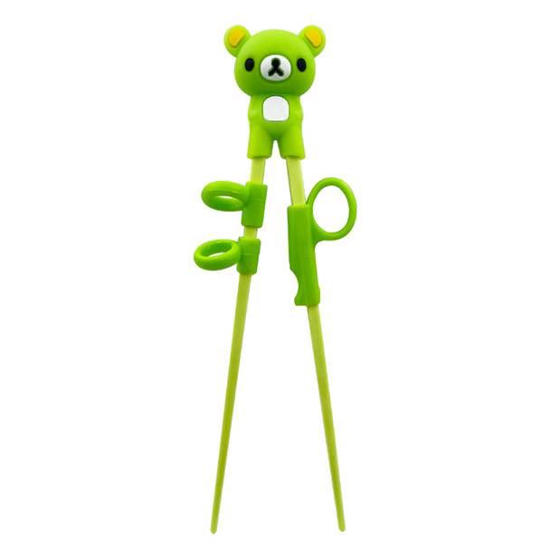 Cartoon Animal Green Bear Silicone Chopstick Mix With Finger Strap